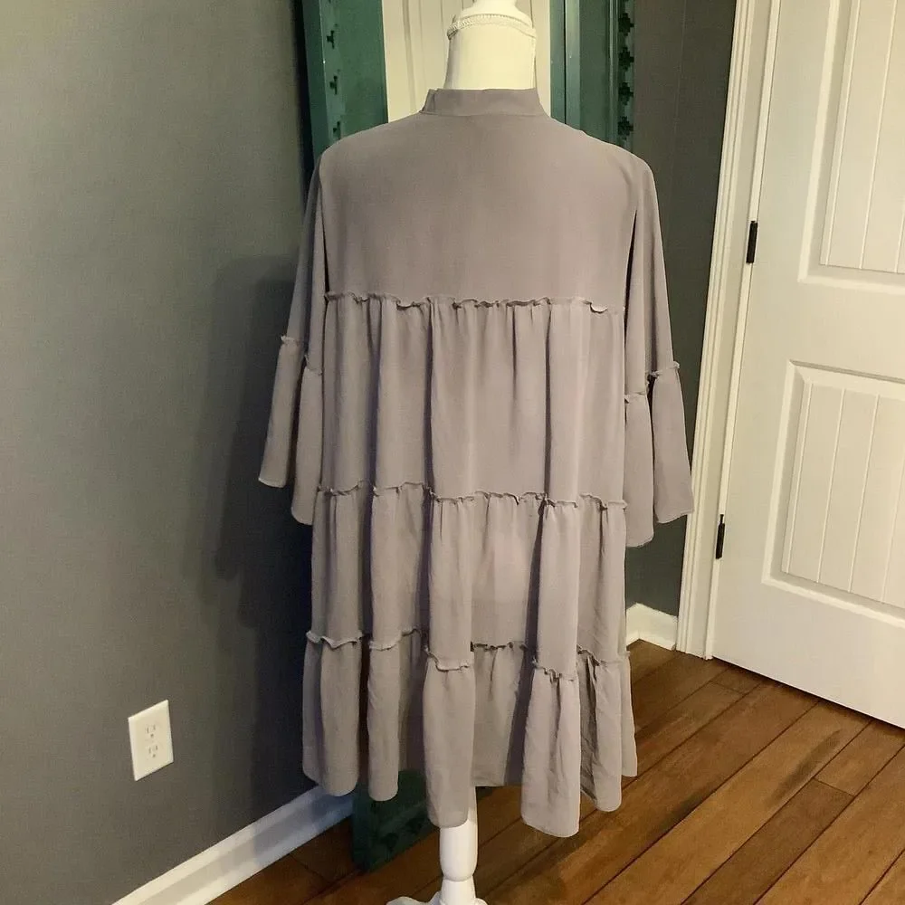 Women's Chic‎ Tiered Dress - Gray-XL - Picture 6 of 6